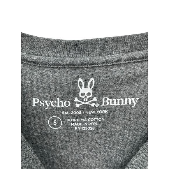 Psycho Bunny Graphic T-shirt Long Sleeve Gray Cotton Size 5 Medium - Picture 7 of 7